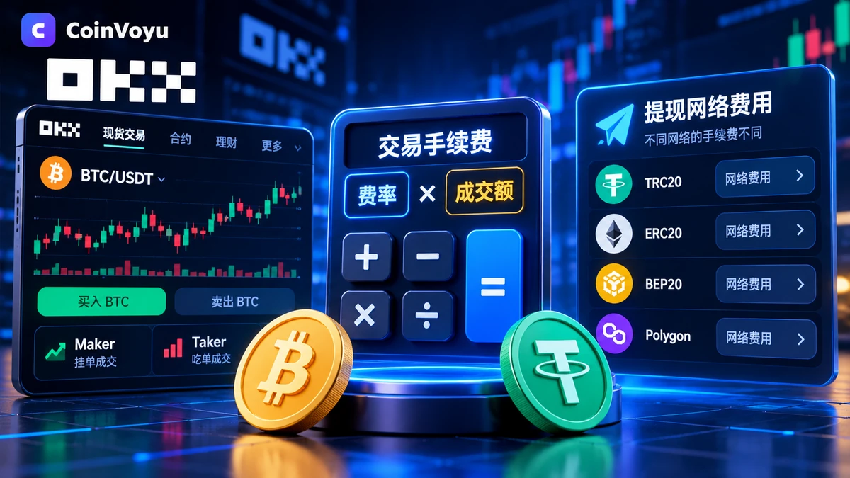 OKX 手续费怎么算?现货 Maker/Taker、提现网络费与查询方法封面图